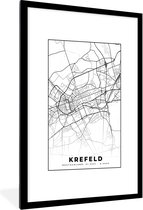 Fotolijst incl. Poster - Kaart - Krefeld - Plattegrond - Stadskaart - 80x120 cm - Posterlijst