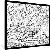Fotolijst incl. Poster Zwart Wit- Stadskaart - Plattegrond - Caluire-et-Cuire - Kaart - Frankrijk - Zwart wit - 40x40 cm - Posterlijst