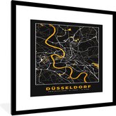 Fotolijst incl. Poster - Düsseldorf - Stadskaart - Plattegrond - Kaart - Goud - Duitsland - 40x40 cm - Posterlijst