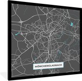 Fotolijst incl. Poster - Plattegrond – Mönchengladbach – Blauw – Stadskaart – Kaart - Duitsland - 40x40 cm - Posterlijst