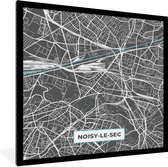 Cadre photo avec affiche - France - Carte - Plan de la ville - Noisy-le-Sec - Carte - 40x40 cm - Cadre pour affiche