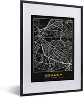 Fotolijst incl. Poster - Stadskaart – Drancy - Plattegrond – Kaart – Frankrijk - 30x40 cm - Posterlijst