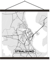 Porte-affiche avec affiche - Affiche scolaire - Plan de la ville - Allemagne - Carte - Stralsund - Carte - 40x40 cm - Lattes noires