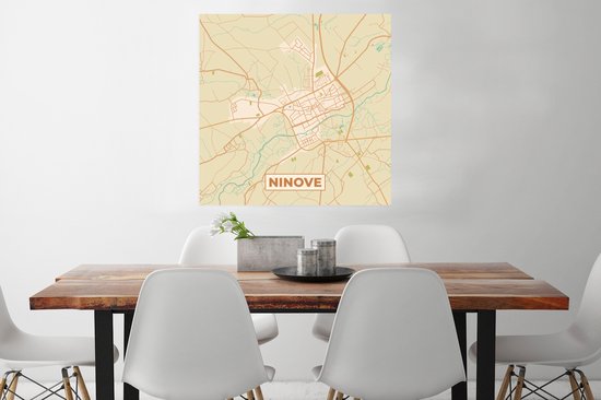 Affiche Ninove - Carte - België - Plan de la ville - Plan d'étage - 75x75 cm