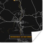 Poster Plattegrond – Heidenheim an der Brenz – Goud – Stadskaart - Kaart - 50x50 cm