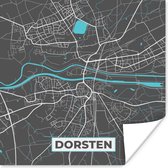 Poster Duitsland – Blauw – Dorsten – Stadskaart – Kaart – Plattegrond - 30x30 cm