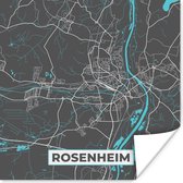 Poster Plattegrond – Rosenheim – Blauw – Stadskaart – Kaart - Duitsland - 50x50 cm