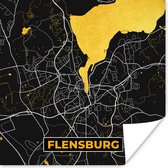 Poster Flensburg - Goud - Stadskaart - Plattegrond - Kaart - Duitsland - 30x30 cm