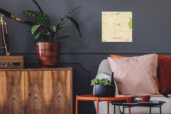 Affiche Menden - Vintage - Plan de ville - Carte - Plan d'étage - 30x30 cm