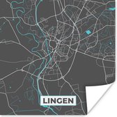 Affiche Plan – Lingen – Blauw – Plan de ville – Carte – Allemagne – 50x50 cm