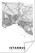 Poster Istanbul - Plattegrond - Stadskaart - Zwart Wit - Kaart - 120x180 cm XXL