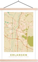 Posterhanger incl. Poster 40x60 cm - Schoolplaat - Erlangen - Vintage - Stadskaart - Kaart - Plattegrond - Textielposter - Blanke latten - Plattegrond
