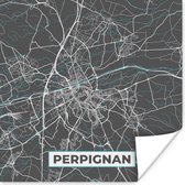 Poster Frankrijk - Perpignan - Stadskaart - Kaart - Plattegrond - 75x75 cm