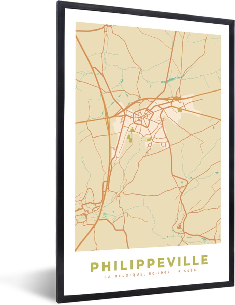 Fotolijst Incl Poster Stadskaart Plattegrond Philippeville Vintage Kaart Bol Com