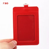 Badgehouder rood - Luxe kwaliteit Lederen materiaal - dubbele kaarthoezen SETS - ID Badge Case -  Clear Bank Credit Card Badge Houder - Badge accessoires