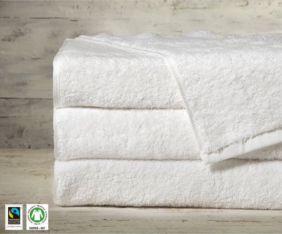 Dibella Risos White – Handdoek 50x100 cm - Wit – Fairtrade – Biologisch katoen