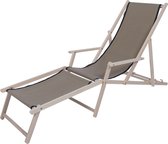 Kleurmeester.nl - Chaise de plage avec accoudoirs Cote Sud - Pliable - Bois de hêtre - Tissu d' Plein air | Rayé bleu