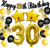 29-delig Goud / Zwart 30 jaar verjaardag versiering - 30 jaar verjaardag - 30 jaar - 30 jaar slingers - 30 jaar ballonnen - feestversiering - 30 jaar verjaardag man / vrouw - 30 jaar versiering
