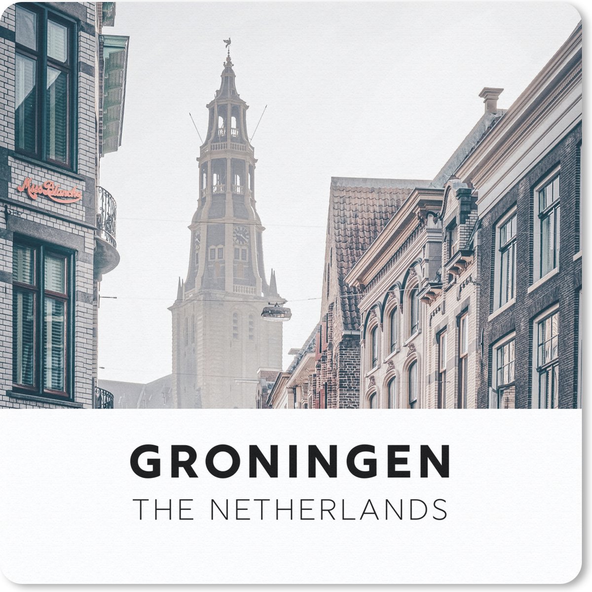 Muismat 30x30 cm - Mousepad Nederland - Groningen - Toren - Muismatten