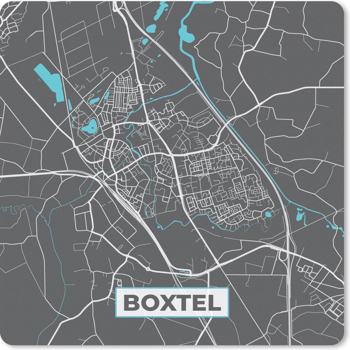 Muismat 30x30 cm - Mousepad Boxtel - Stadskaart - Kaart - Plattegrond - Muismatten - Stadskaart