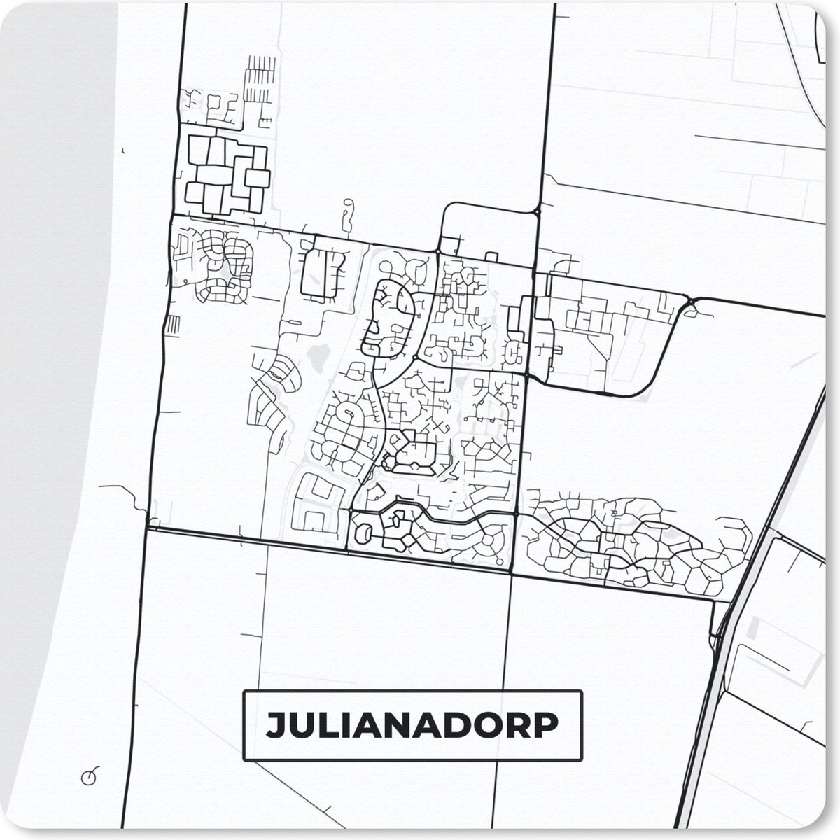 Muismat 30x30 cm - Mousepad Plattegrond - Kaart - Stadskaart - Julianadorp - Muismatten - Stadskaart