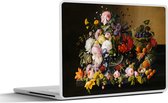 Laptop sticker - 15.6 inch - Stilleven met bloemen en fruit - Kunstwerk - Oude meesters - 36x27,5cm - Laptopstickers - Laptop skin - Cover