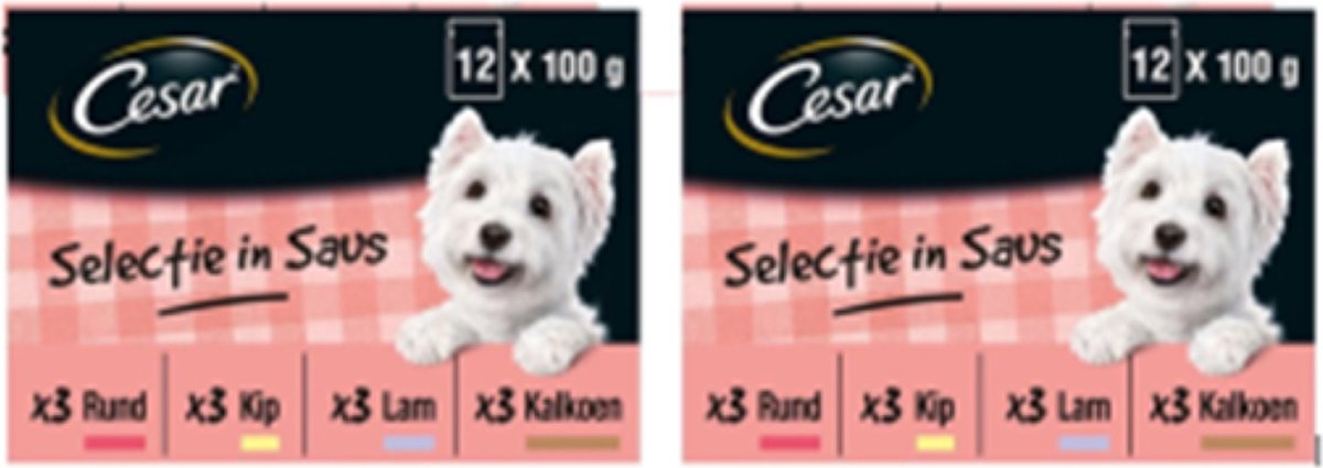 2x Cesar Maaltijdzakje Adult In Saus Multipack - Hondenvoeding - 12x100g
