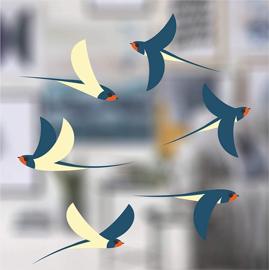 Zwaluw Raamstickers Set Van 6 – Bescherm Vogels En Maak Je Ramen Veilig