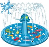 Waterspeelmat - Watermat met fontein - Speelgoedwatersproeier - Speelmat - Waterspeelgoed - Kinderzwembad - Watermat - Splashmat - Kinderspeelgoed- Watersproeier - Hondenmat - Hondenspeelgoed - Blauw – 170 cm