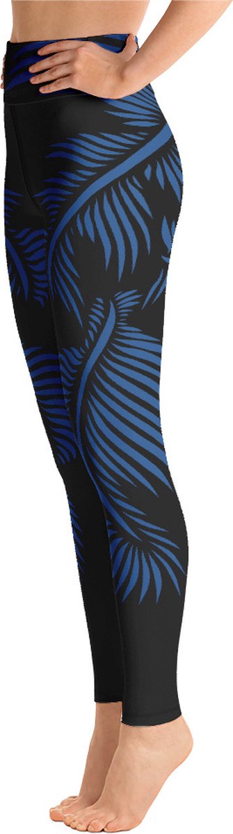 Sportlegging - design Lines 4 Peace - High Waist - Dry Fit - High Performance - 4way stretch- unieke print - UPF 50+ - Hardloop - Yoga - Fitness - Dans - Pilates - Training - sportbroek – zwart klassiekblauw- maat M