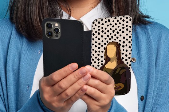 Bookcase Convient pour étui de téléphone iPhone 12 Pro Max - Pastel - Mona Lisa - Points - Maîtres anciens - Avec compartiments - Étui portefeuille avec fermeture magnétique