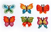 Diamond Painting Stickers - 6 verschillende vlinders - Compleet hobbypakket - Ronde steentjes
