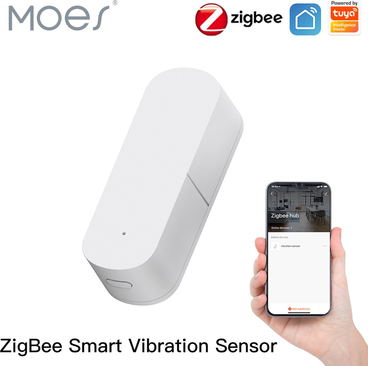 Moes SmartHome - Vibration sensor - Zigbee - Tuya SmartLife - shocksensor