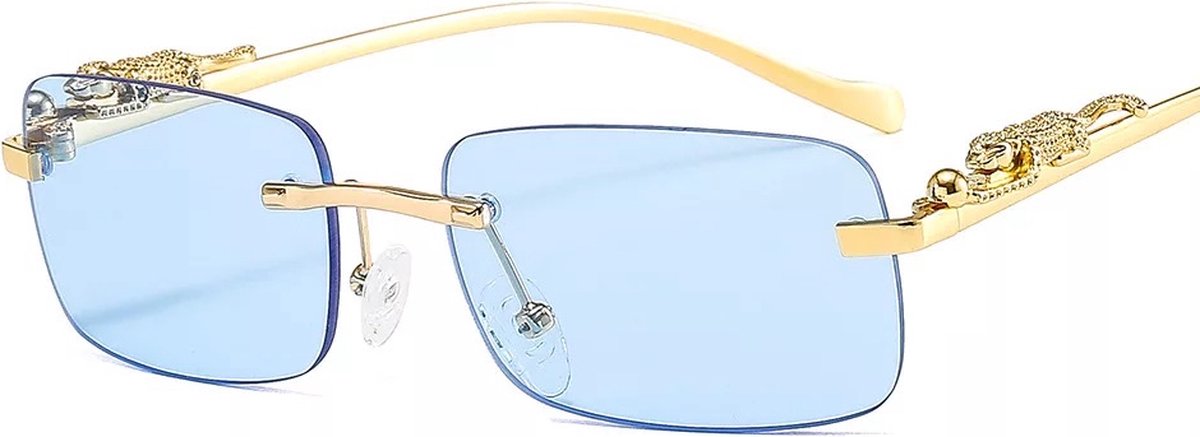 ZeyMem | Unisex Zonnebril | Frameless Deluxe zonne bril tijger |Inc. Brilzak & Doek & schroef | Blauw