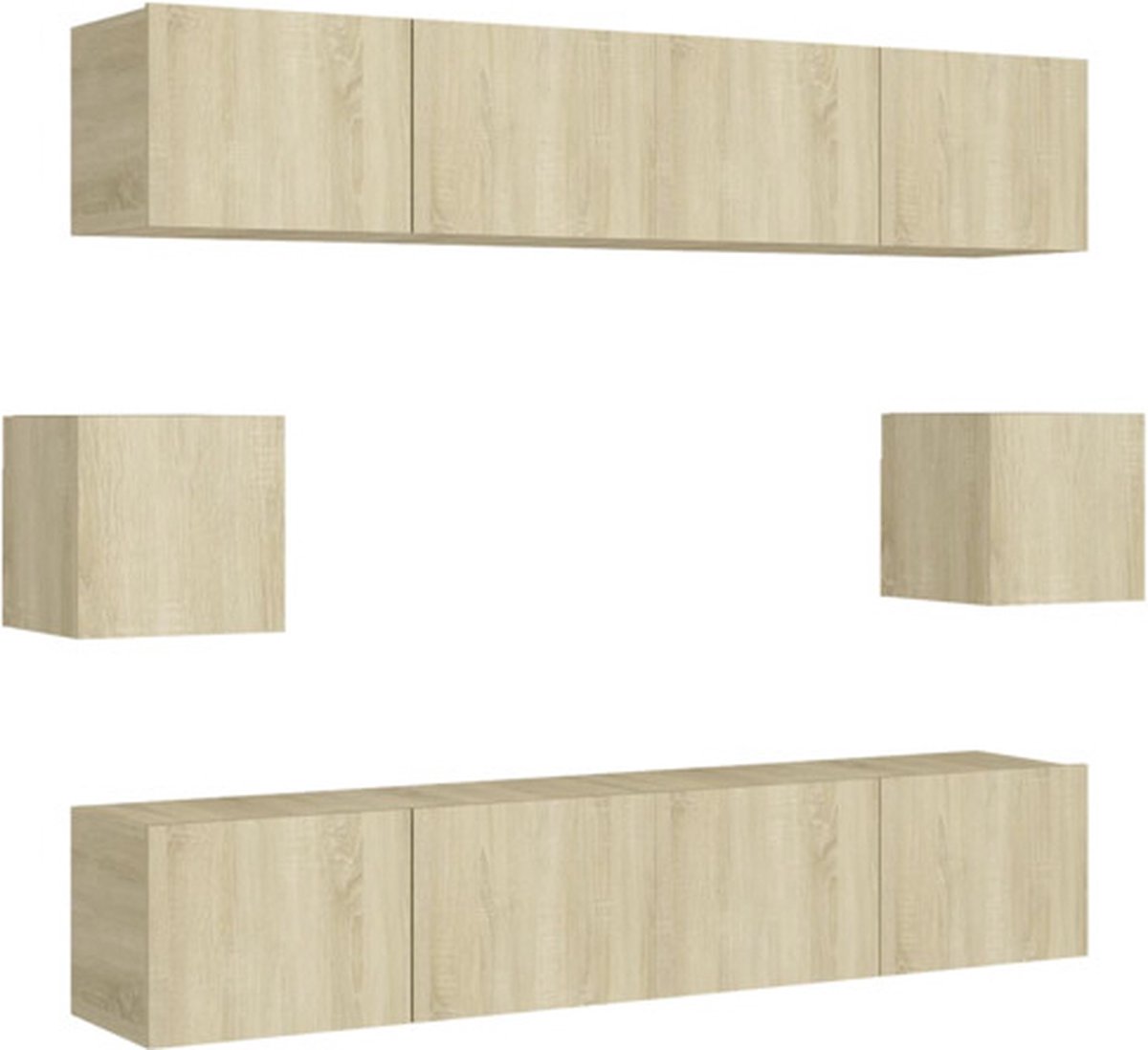 vidaXL - 6-delige - Tv-meubelset - bewerkt - hout - sonoma - eikenkleurig
