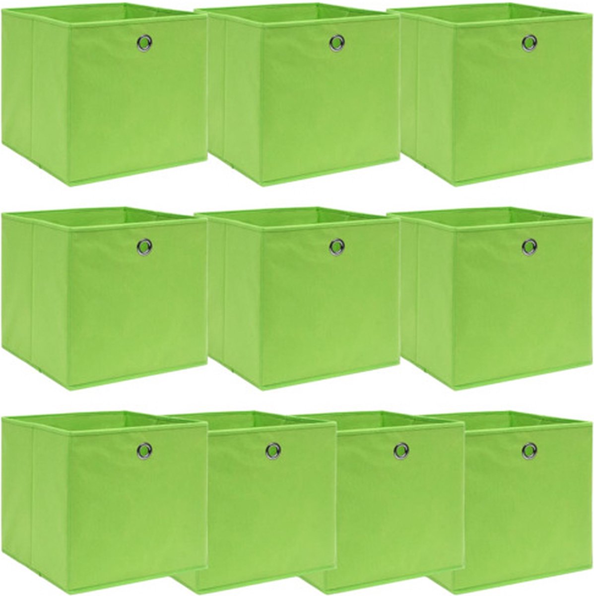 vidaXL - Opbergboxen - 10 - st - 32x32x32 - cm - stof - groen