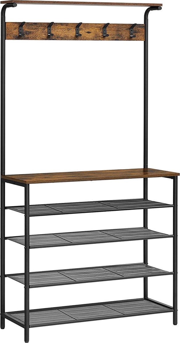 MIRA Home - Kapstok - Schoenenrek - Opbergrek - Kledingrek - Vintage - 31.5x80x183.5