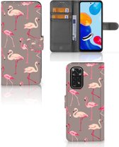 Hoesje met naam Xiaomi Redmi Note 11/11S Wallet Book Case Flamingo