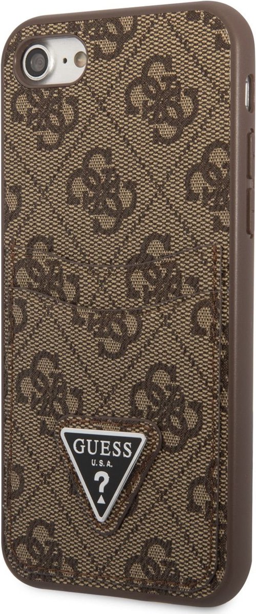 Guess 4G Double Card Back Case - Geschikt voor Apple iPhone 7/8/SE (2020/2022) - Bruin