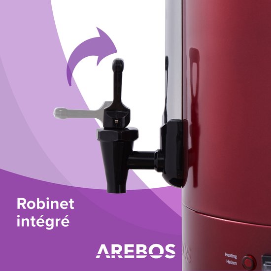 Arebos Glühweinketel 6,8 L | roestvrij Staal Warmwaterdispenser 950W | Heetwaterkoker | Theekoker met traploze temperatuurregelaar 30-110 °C |Thee Koffie Glühwein Ketel | Waterkoker | Glühweinfornuis