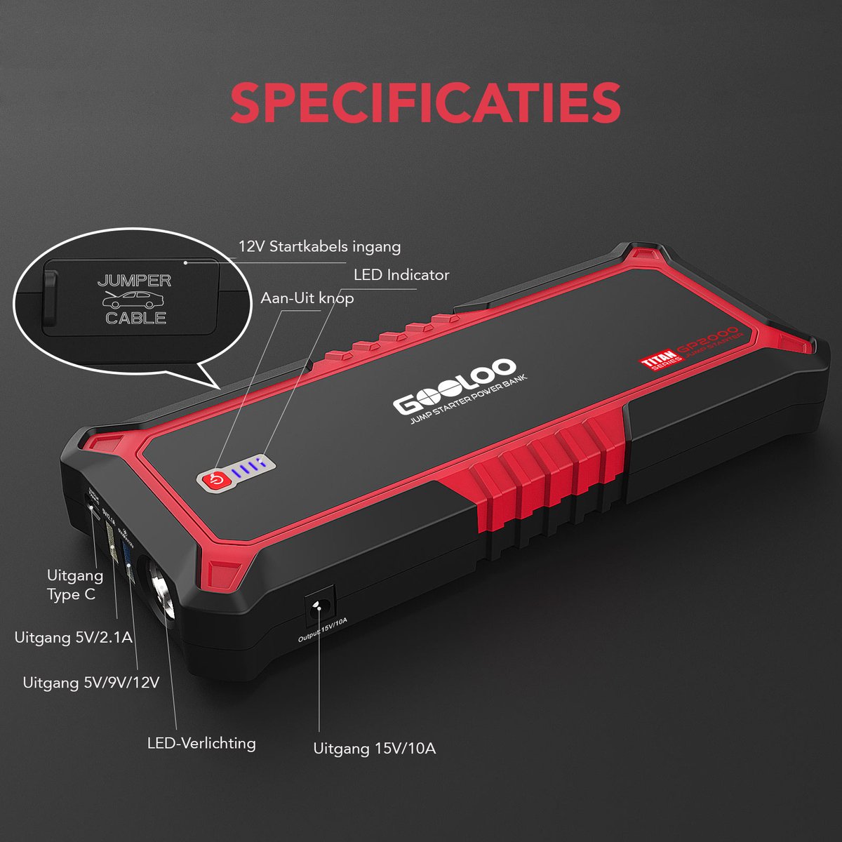 Gooloo jump sales starter power bank