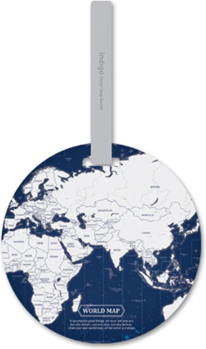 DW4Trading Kofferlabel - Reislabel - Bagage label - Wereldkaart Rond Indigo