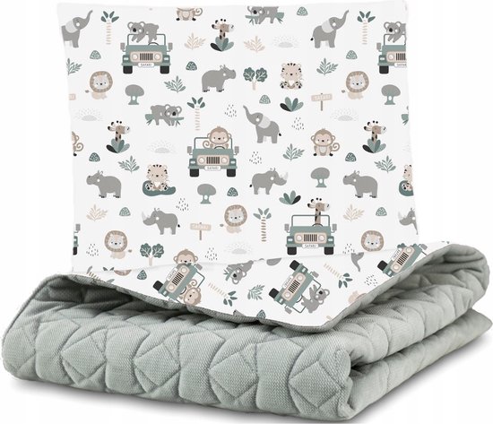 Foto: Exclusief minky fluwelen set deken met kussen 75x100cm safari