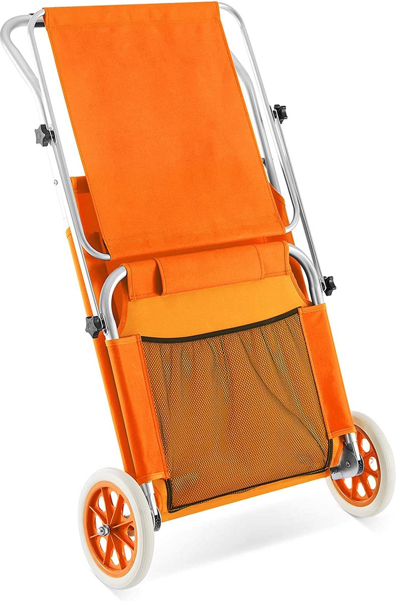 CGPN - Kreta aluminium strandstoel, opvouwbare tuinstoel, strand, ligstoel, ligstoel oranje
