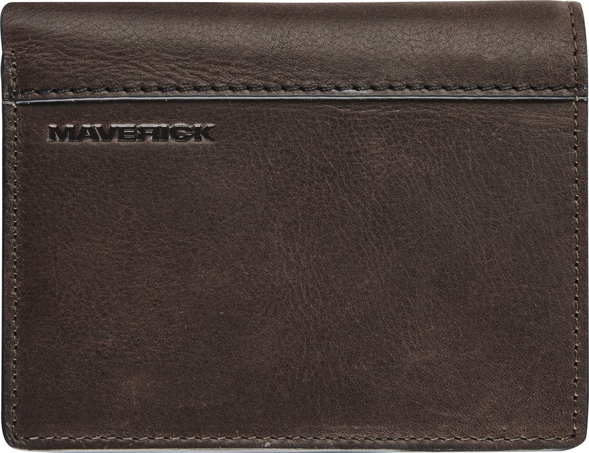 Maverick brown - portemonnee - volnerf rundsleder - donkerbruin