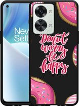 OnePlus Nord 2T Hoesje Zwart Donut Worry - Designed by Cazy