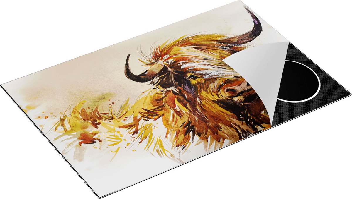 Chefcare Inductie Beschermer Schotse Hooglander Koe - Abstract - 80x55 cm - Afdekplaat Inductie - Kookplaat Beschermer - Inductie Mat