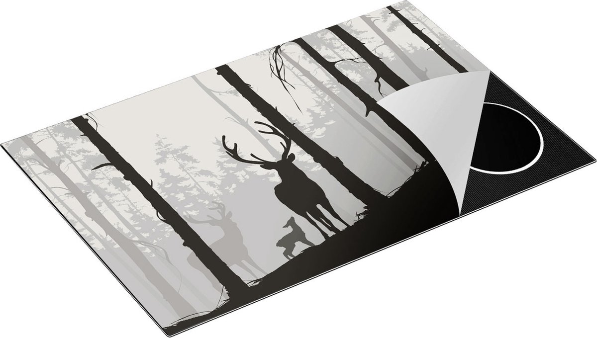 Chefcare Inductie Beschermer Herten in het Bos - Silhouet - 81x52 cm - Afdekplaat Inductie - Kookplaat Beschermer - Inductie Mat