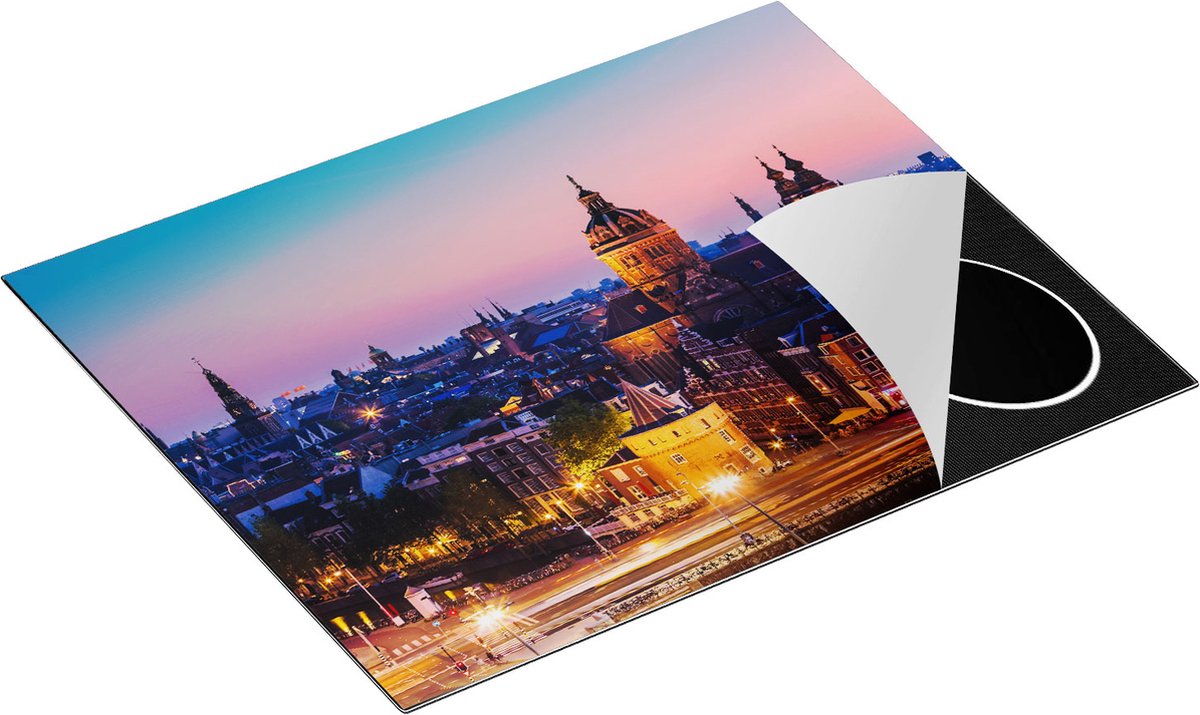 Chefcare Inductie Beschermer Amsterdam Skyline bij Zonsondergang - 65x50 cm - Afdekplaat Inductie - Kookplaat Beschermer - Inductie Mat