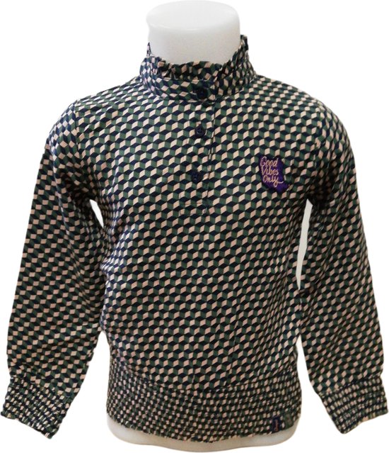 Quapi blouse Do roze/groen geomatric print voor meisjes - maat 110/116